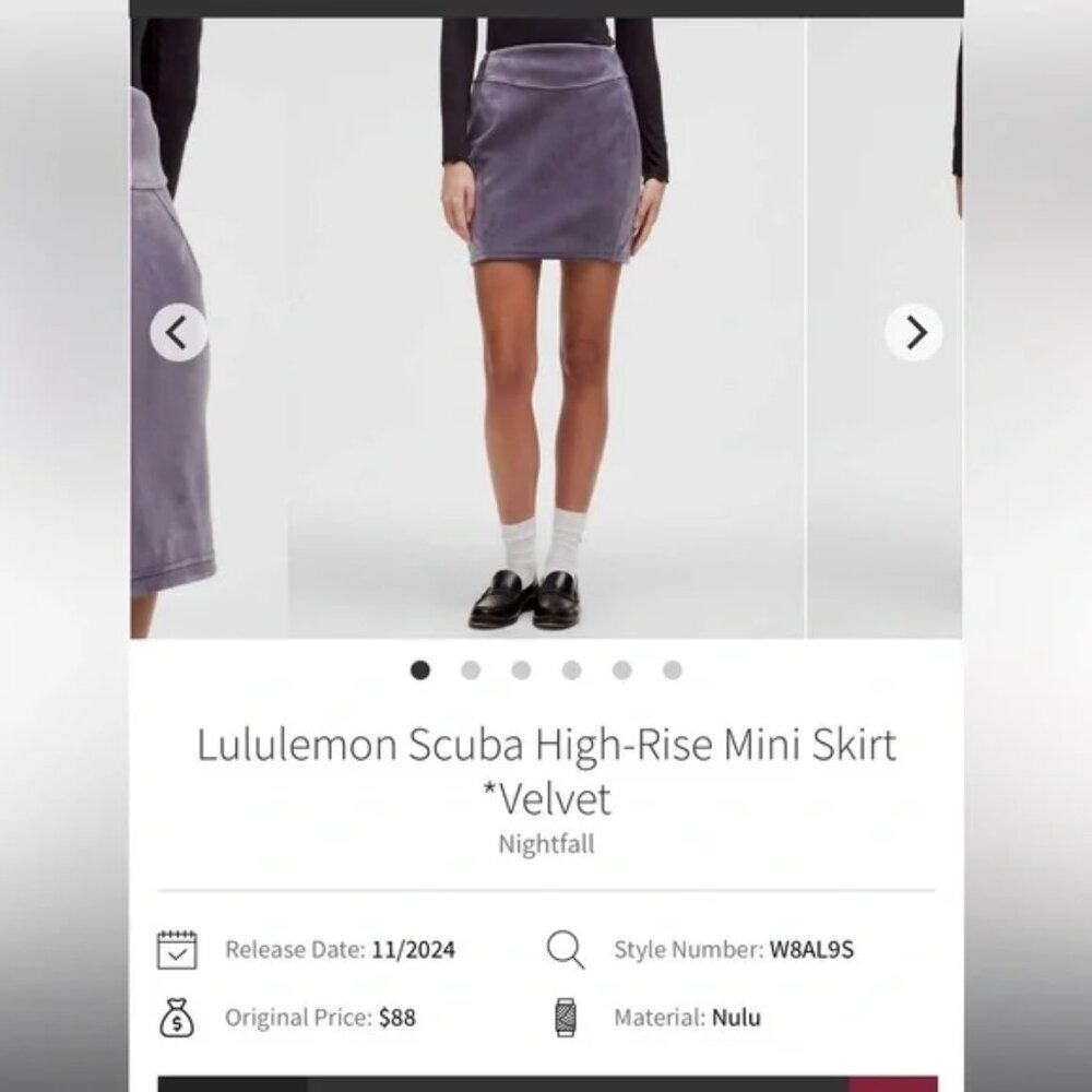 Lululemon Scuba HR Mini Skirt Velvet in Nightfall Color NWT Size XL - Picture 7 of 8